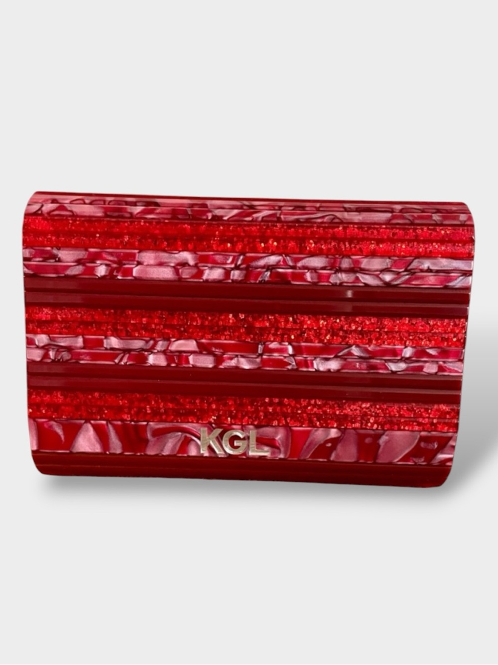 Kurt Geiger 🪢 Red Stripe Perspex Party Clutch - Picture 2 of 9